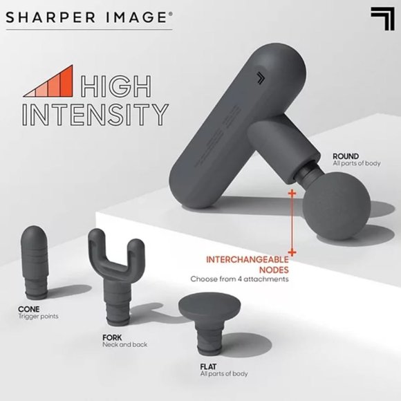Sharper Image Powerboost Move Deep Tissue Dark Gray Travel Percussion Massager - Picture 2 of 5